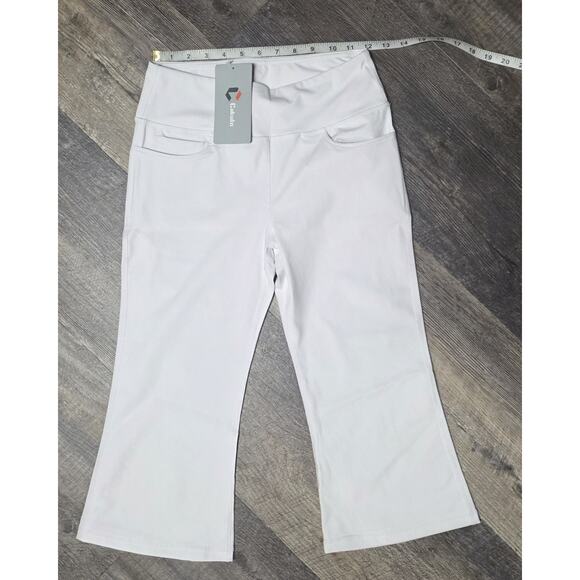 Active Pants - Cakulo NWT White Cropped Capri Yoga Pants Size S Small Stretch Active Golf